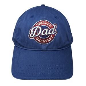 Worlds Greatest Dad Slideback Baseball Cap Blue One Size Adjustable Sherry